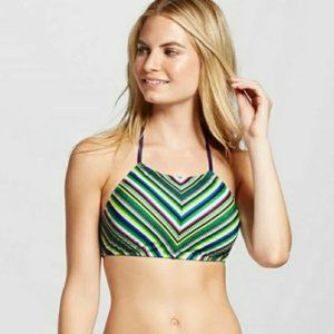 Mossimo High Neck Striped Halter Bikini Top D/DD cap